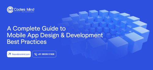 Illustration explaining mobile app design and development best practices, including UI/UX design, app development process, and user experience optimization
